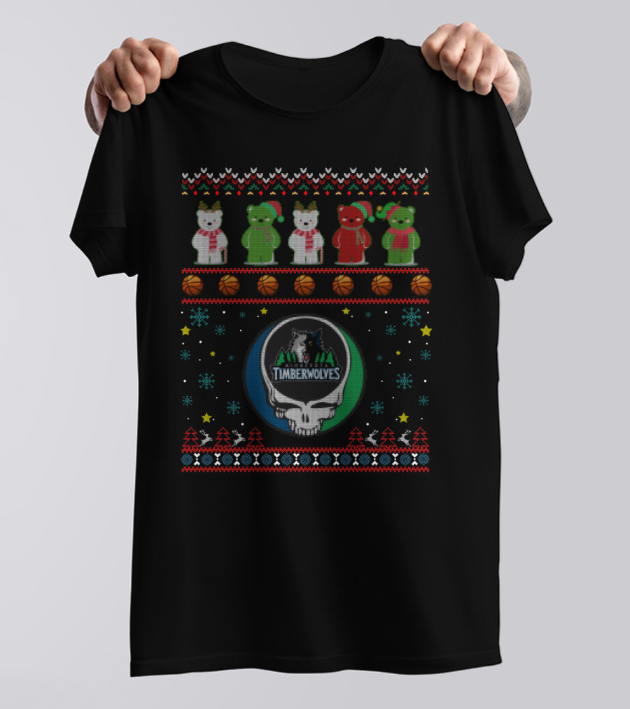 Grateful Dead Timberwolves Christmas Bears Holiday T-Shirt