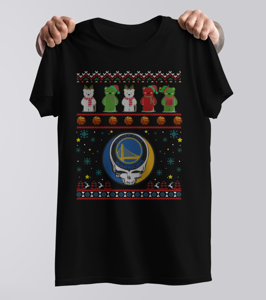 Golden State Warriors Grateful Dead Bears Christmas Ugly T-Shirt
