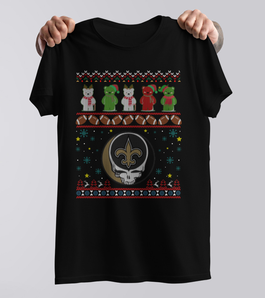 New Orleans Saints Grateful Dead Bears Christmas T-Shirt
