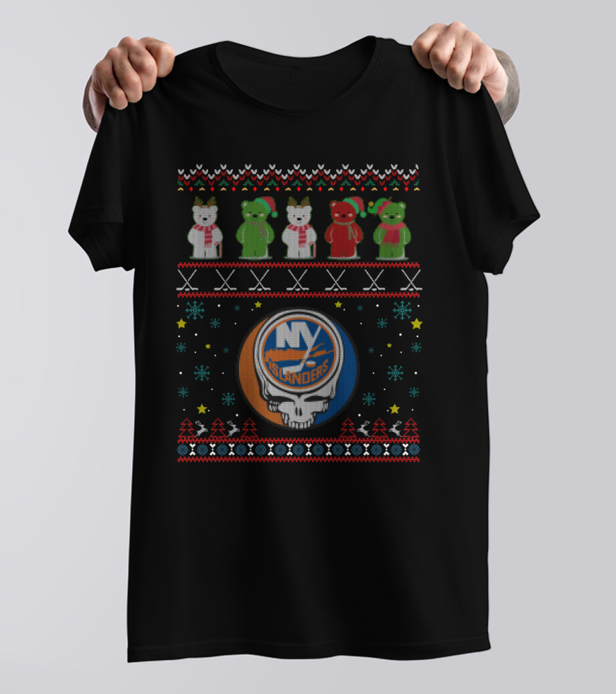 New York Islanders Grateful Dead Bears Holiday T-Shirt