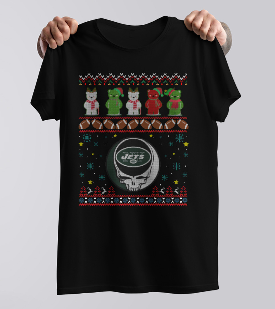 New York Jets Grateful Dead Bears Christmas T-Shirt