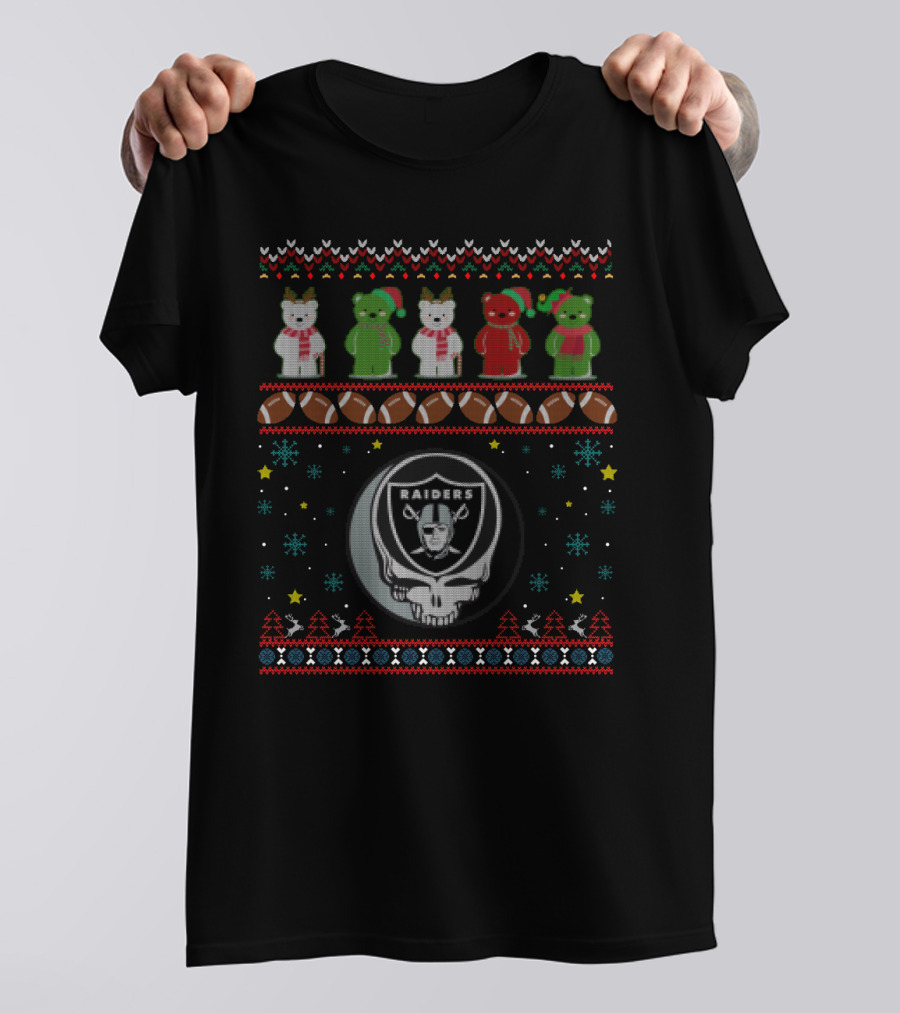 Oakland Raiders Grateful Dead Bears Christmas T-Shirt