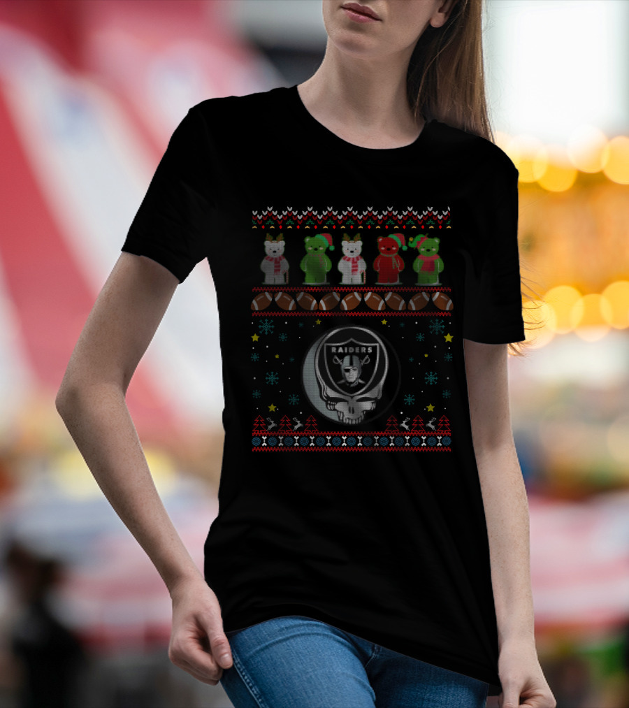 Oakland Raiders Grateful Dead Bears Christmas T-Shirt