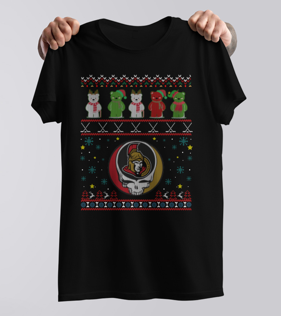 Ottawa Senators Grateful Dead Bears Holiday T-Shirt