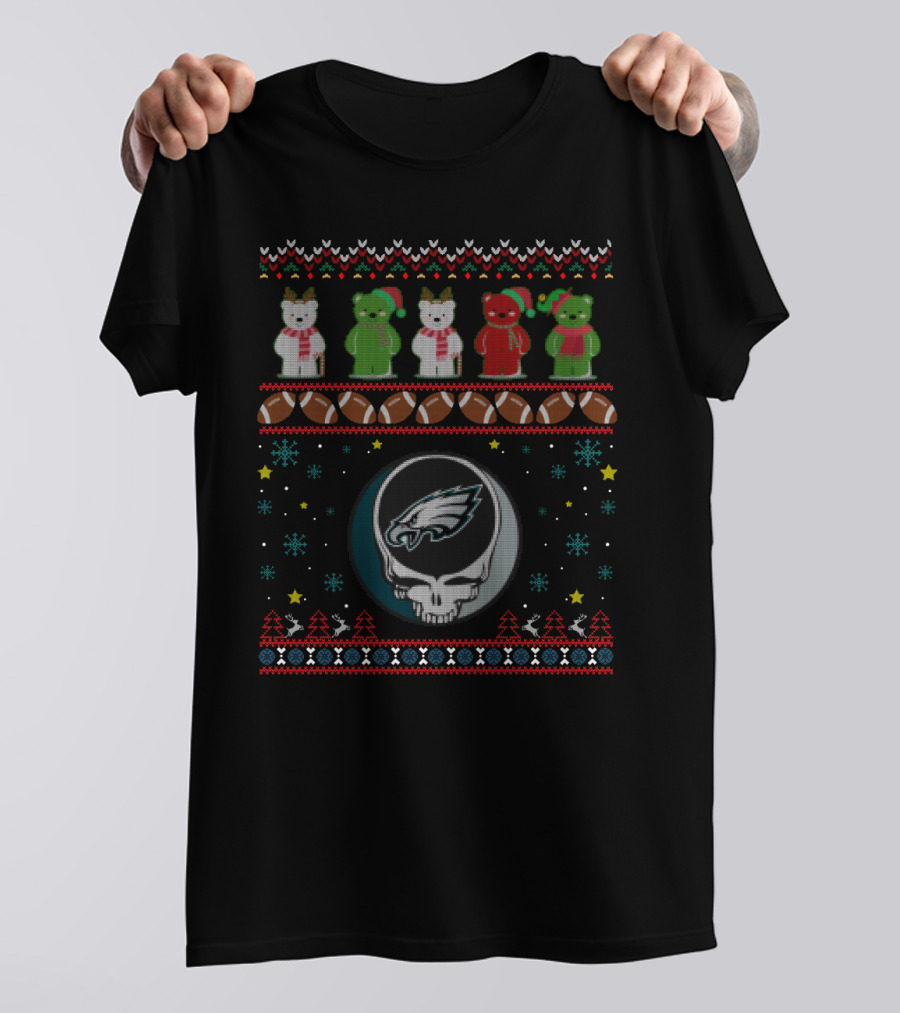 Philadelphia Eagles Grateful Dead Christmas Bears Football Festive T-Shirt