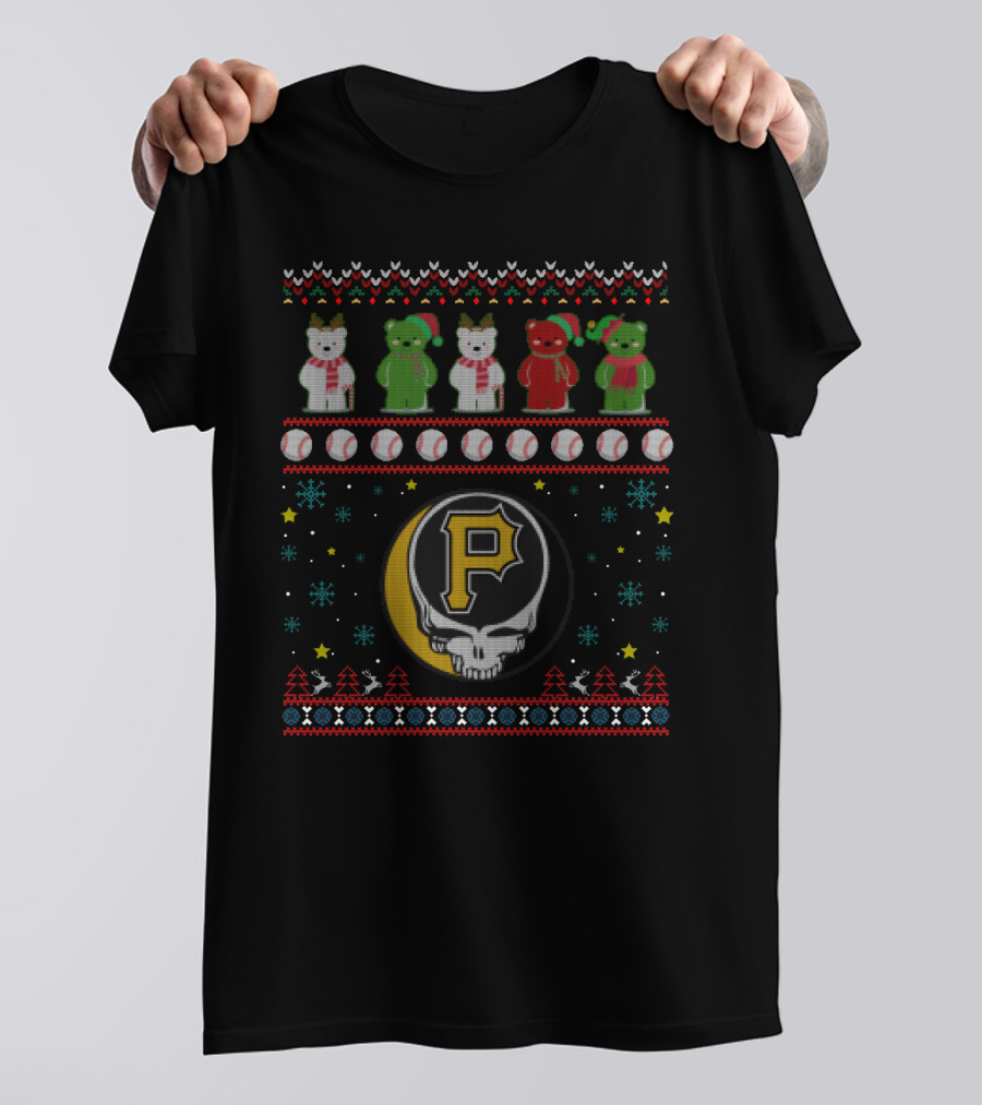 Pittsburgh Pirates Grateful Dead Bears Ugly Christmas T-Shirt