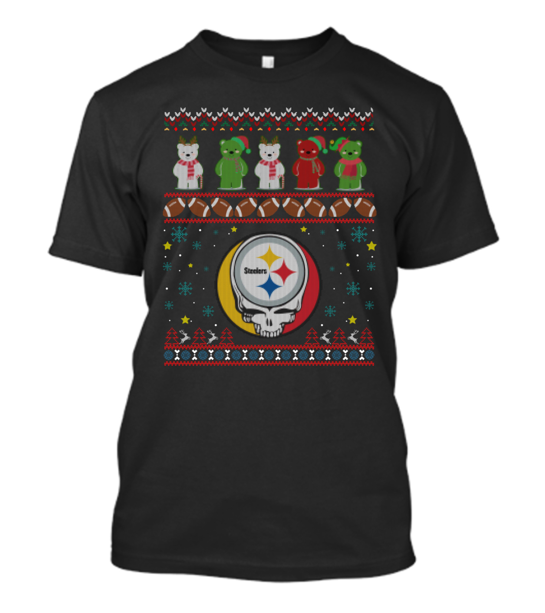 Pittsburgh Steelers Grateful Dead Bears Christmas Holiday T-Shirt
