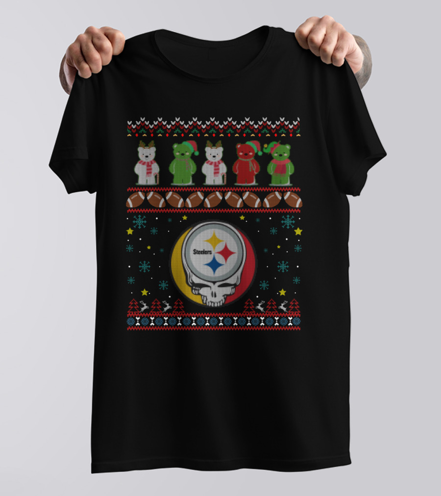 Pittsburgh Steelers Grateful Dead Bears Christmas Holiday T-Shirt
