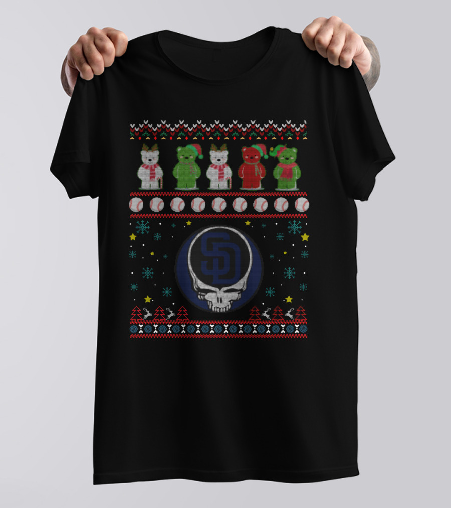 San Diego Padres Grateful Dead Bears Ugly Christmas T-Shirt