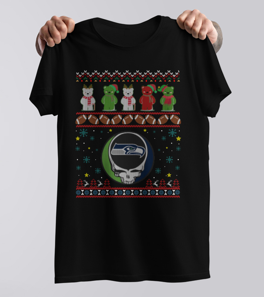 Seattle Seahawks Grateful Dead Bears Christmas T-Shirt