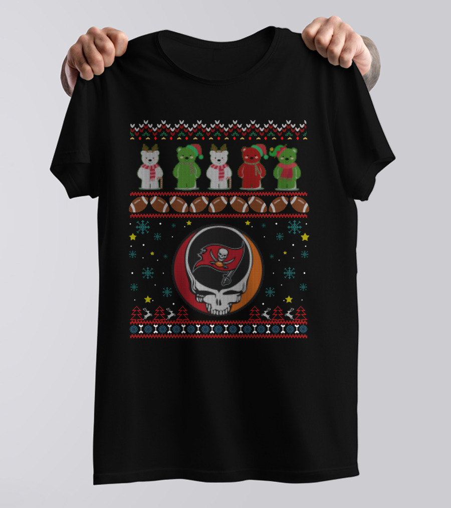 Tampa Bay Buccaneers Grateful Dead Bears Christmas Ugly T-Shirt