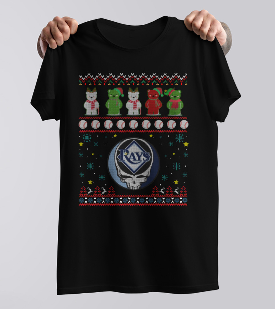 Tampa Bay Rays Grateful Dead Bears Baseball Christmas Themed T-Shirt