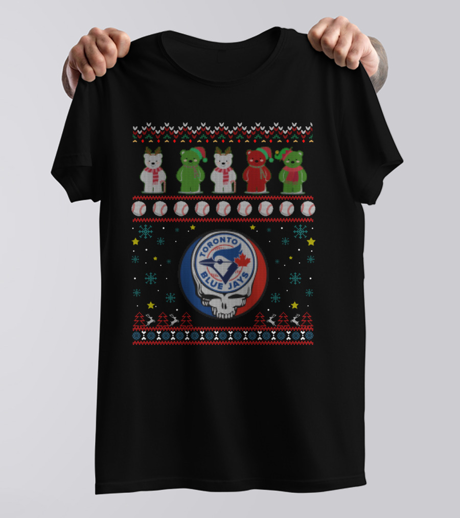 Toronto Blue Jays Grateful Dead Bears Festive Baseball Holiday T-Shirt