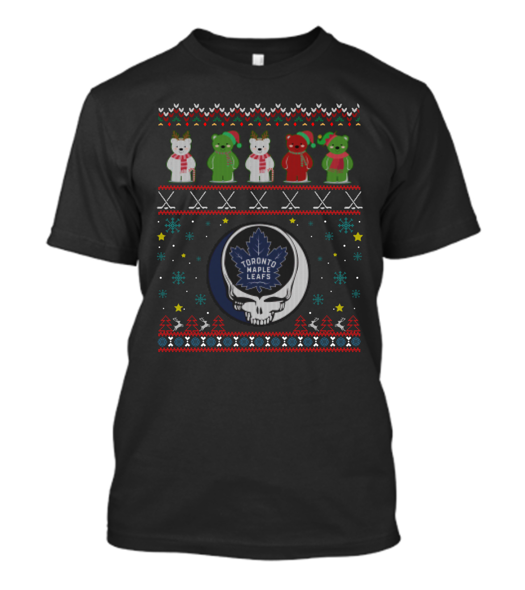 Toronto Maple Leafs Grateful Dead Bears Winter Holiday Themed T-Shirt