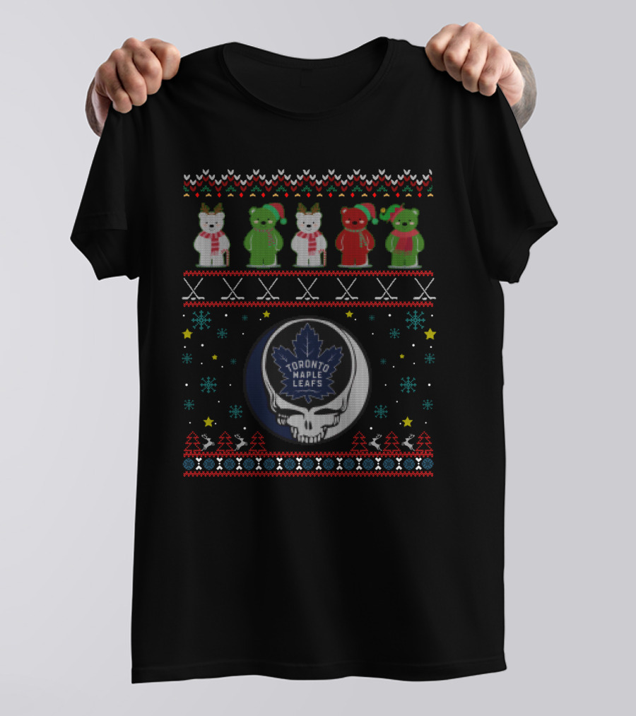 Toronto Maple Leafs Grateful Dead Bears Winter Holiday Themed T-Shirt