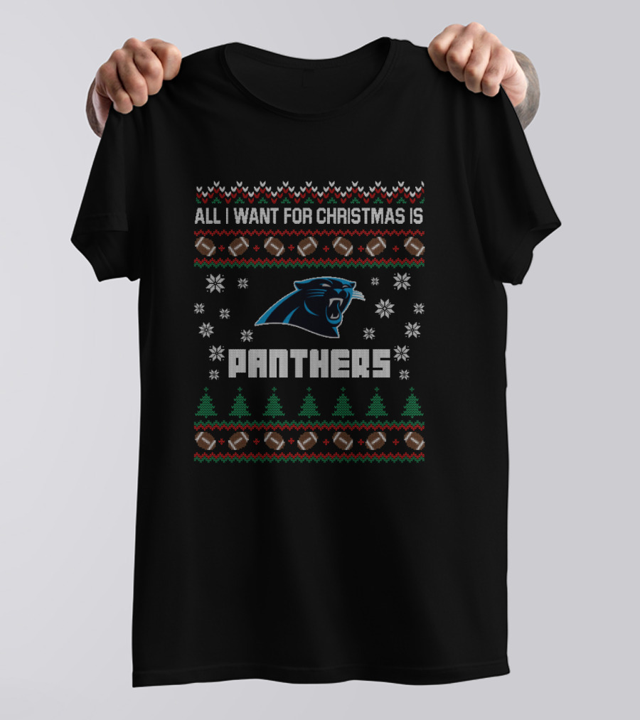 All I Want For Christmas Is Panthers Ugly Christmas Football Fans T-Shirt