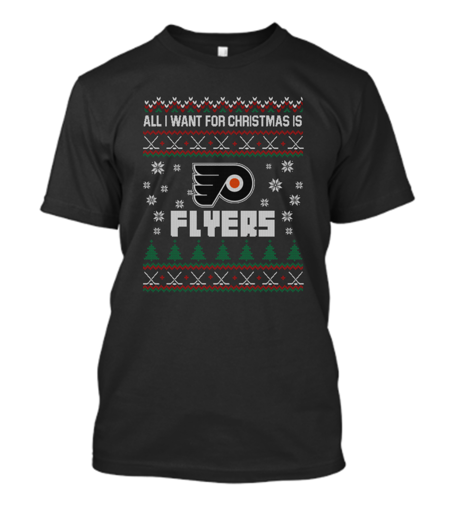 Philadelphia Flyers Ugly Christmas Sweater All I Want For Christmas Is Flyers T-Shirt