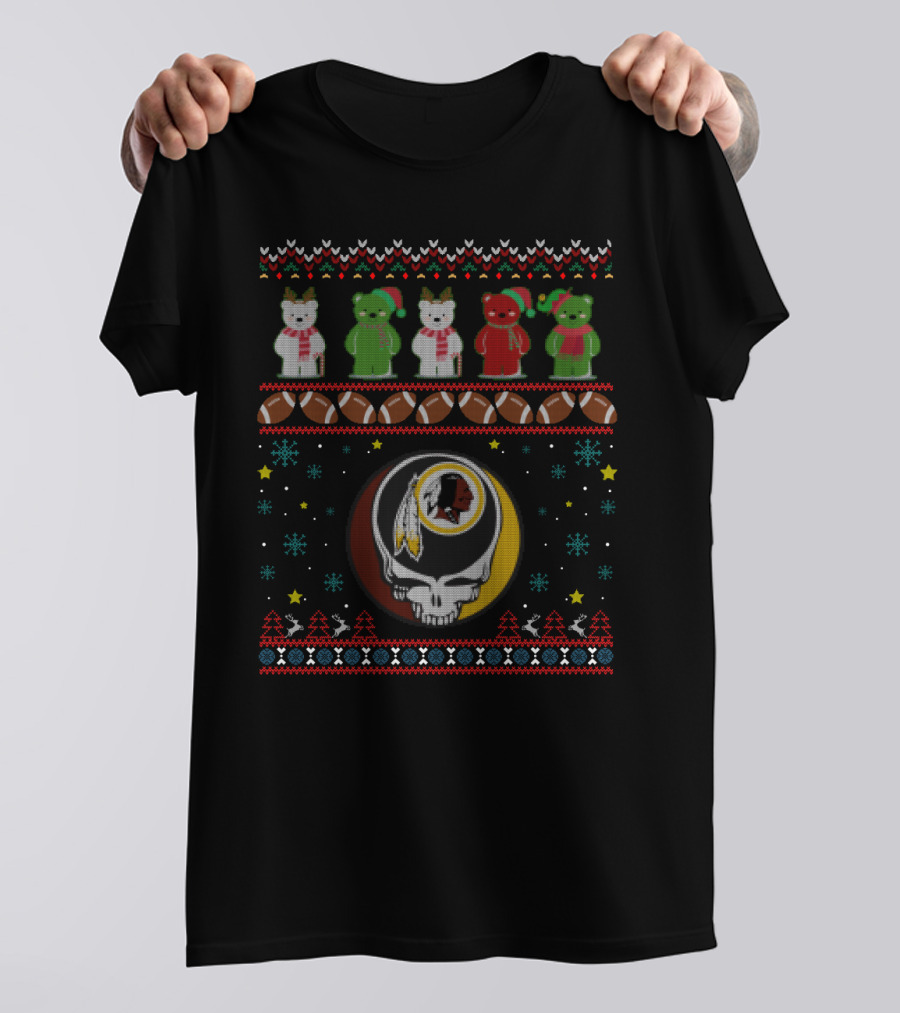 Washington Redskins Grateful Dead Bears Christmas Sweater Nfl T-Shirt