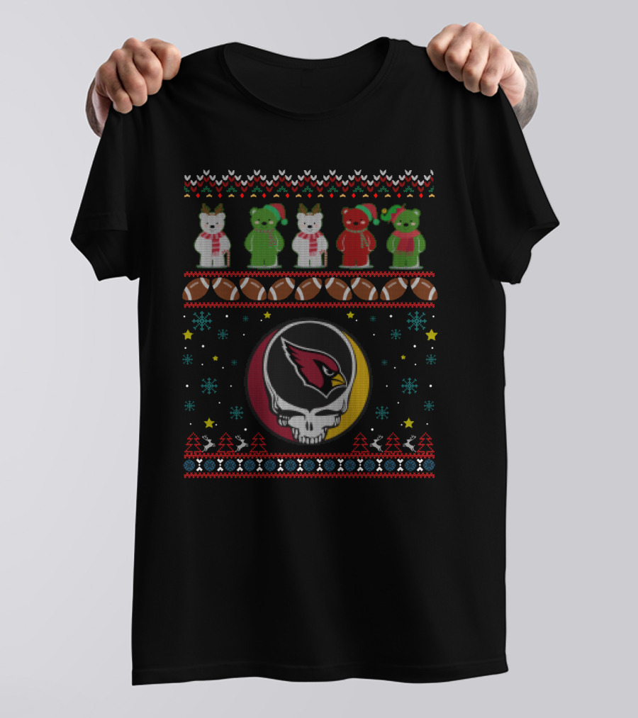 Arizona Cardinals Grateful Dead Christmas Bear T-Shirt