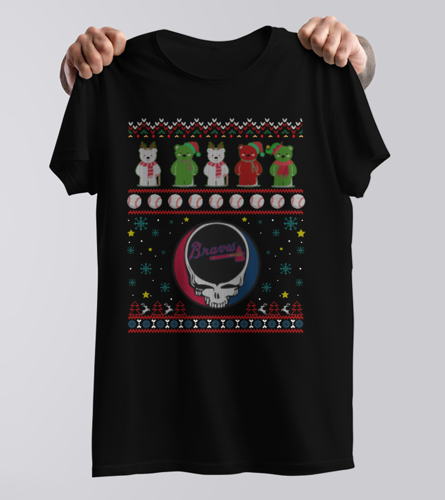 Braves Grateful Dead Bears Baseball Holiday T-Shirt