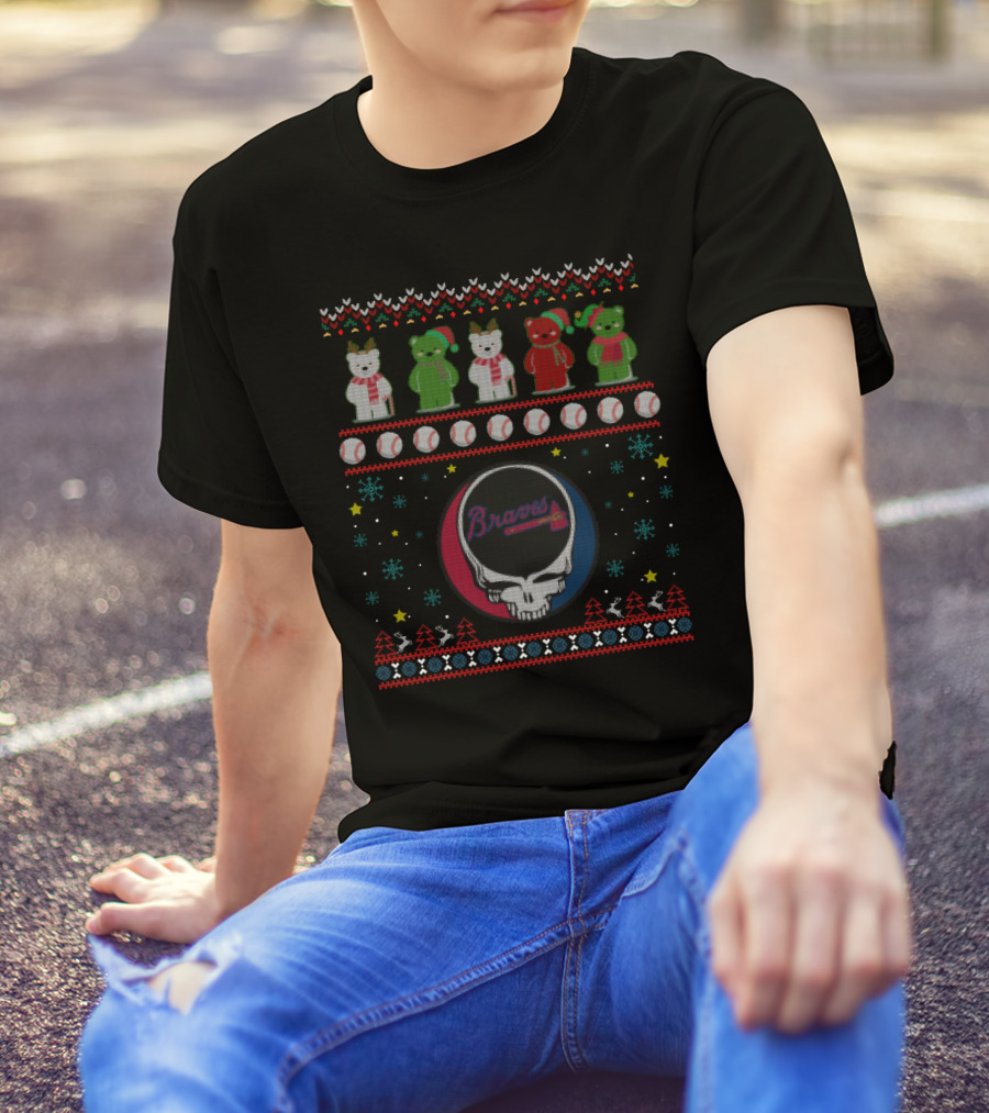 Braves Grateful Dead Bears Baseball Holiday T-Shirt