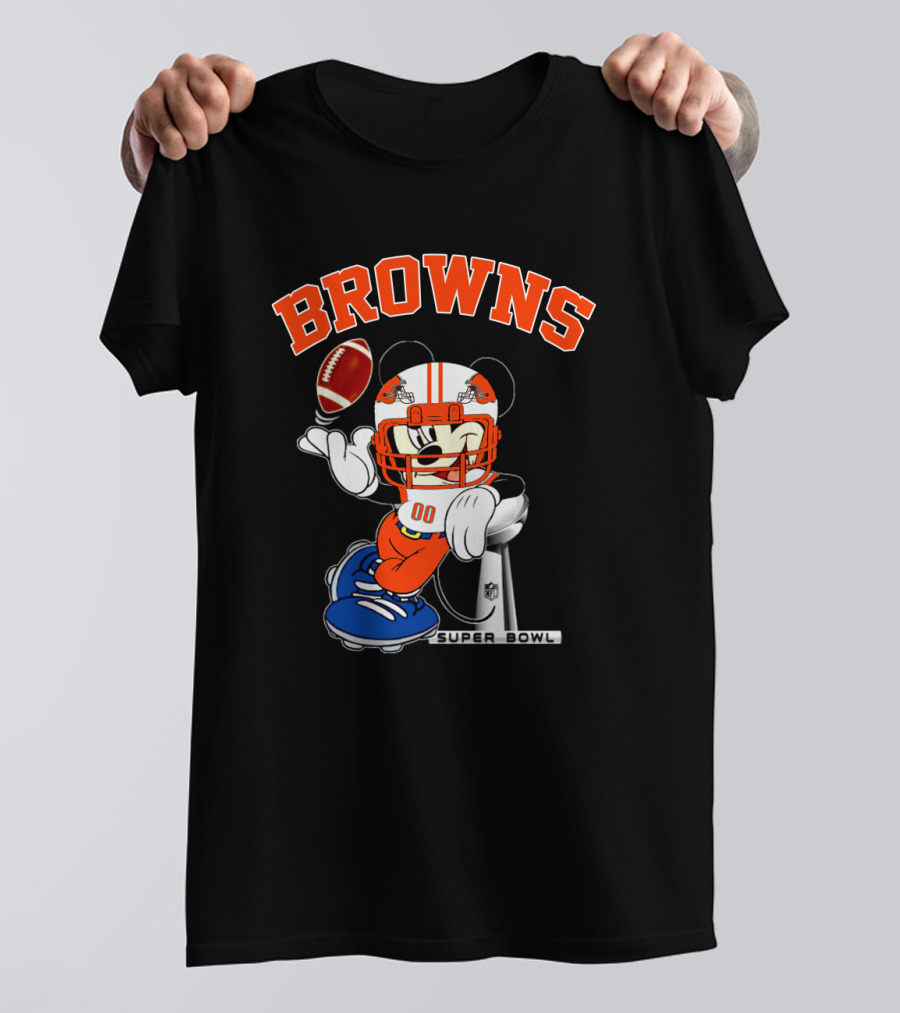 Browns Mickey Nfl Super Bowl Football T-Shirt