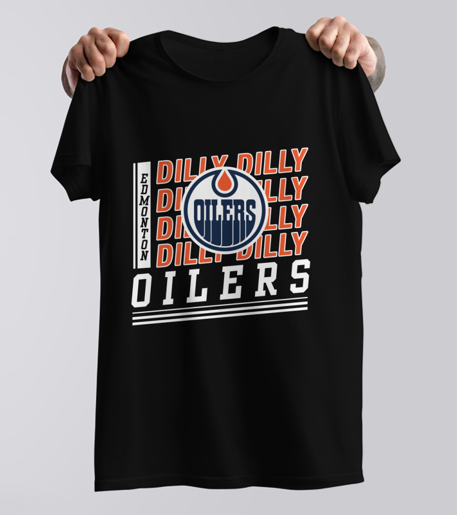 Edmonton Oilers Repeating Dilly Dilly Bold Text With Team T-Shirt