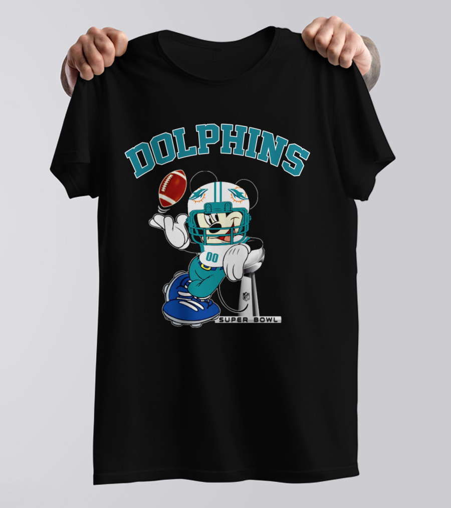 Miami Dolphins Mickey Nfl Super Bowl Football T-Shirt