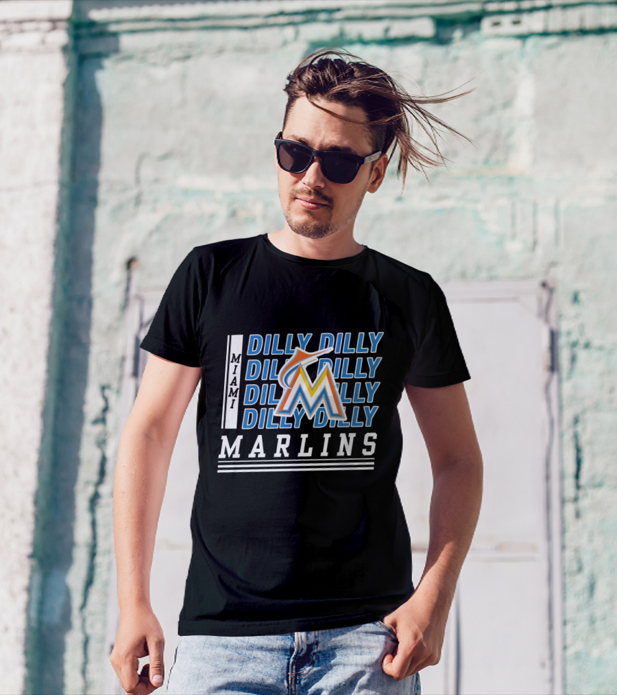 Miami Marlins M Logo Dilly Dilly Baseball Catchphrase T-Shirt
