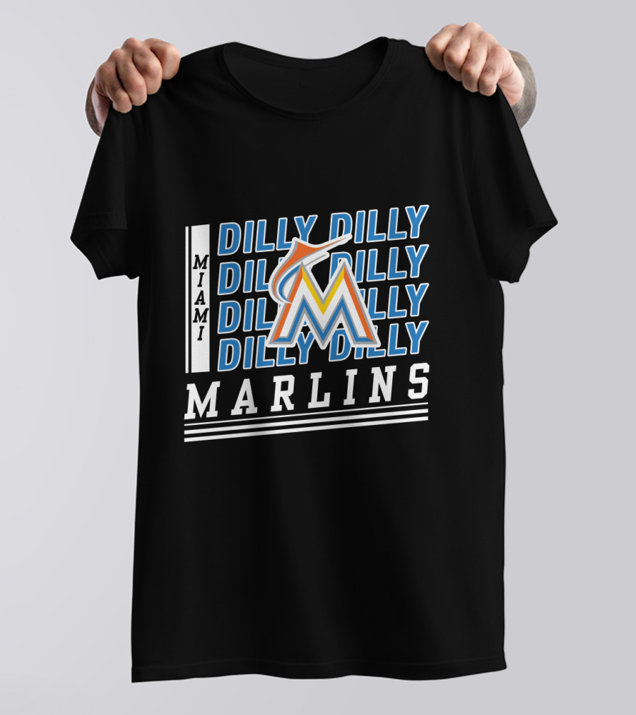 Miami Marlins M Logo Dilly Dilly Baseball Catchphrase T-Shirt