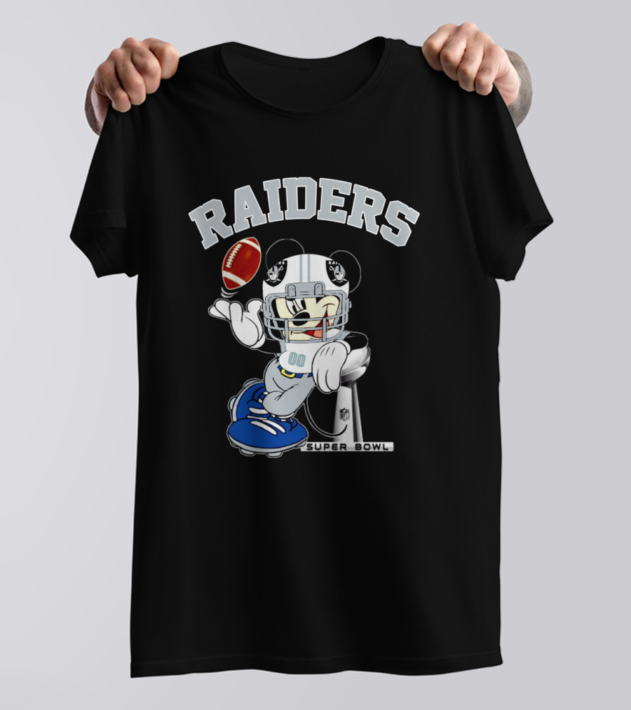 Raiders Mickey Mouse Nfl Super Bowl Football T-Shirt