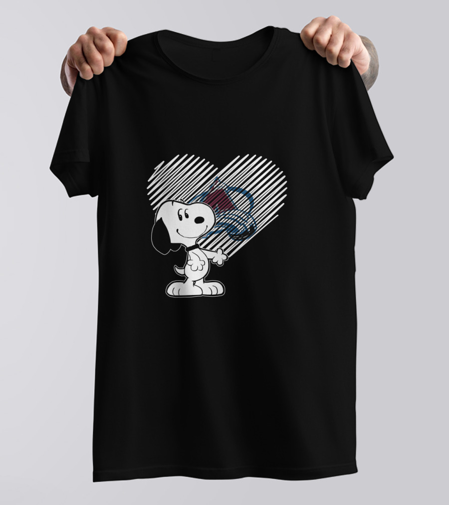 Snoopy Heart Colorado Avalanche Fan Art NHL Collaboration Peanuts T-Shirt