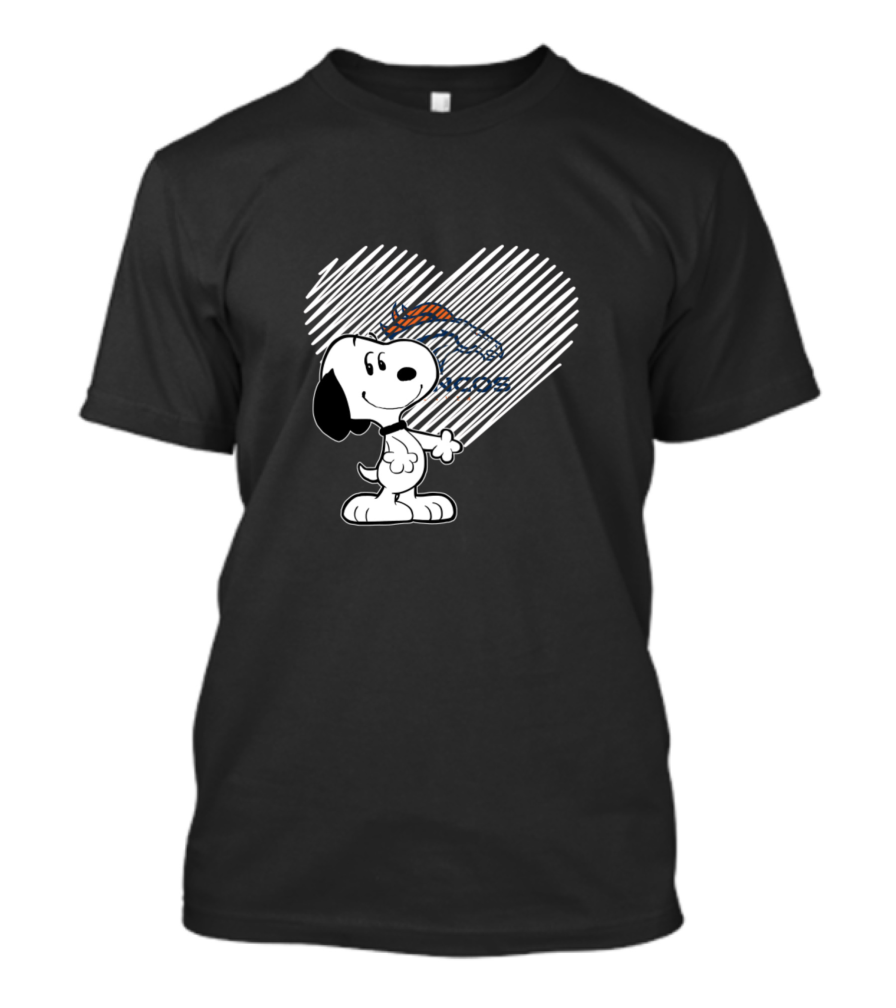 Snoopy Heart Embraces Denver Broncos Fan Love T-Shirt