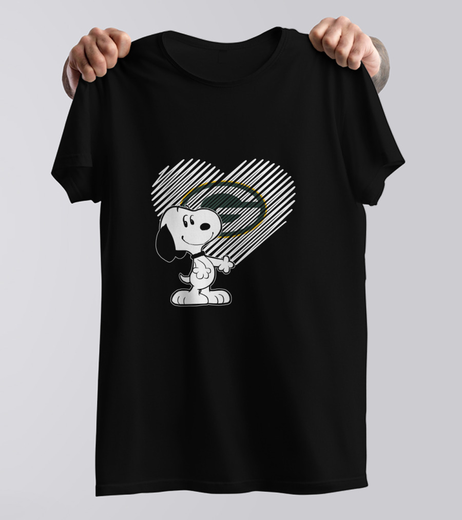 Snoopy Heart Green Bay Packers Fan Love T-Shirt