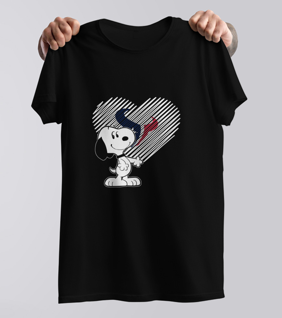 Snoopy Loves Houston Texans Heart Design For Fans T-Shirt