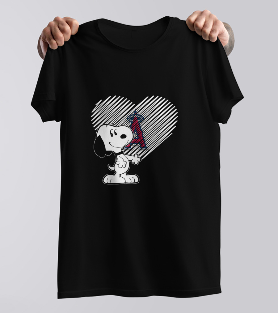 Snoopy With Los Angeles Angels Heart And Iconic T-Shirt