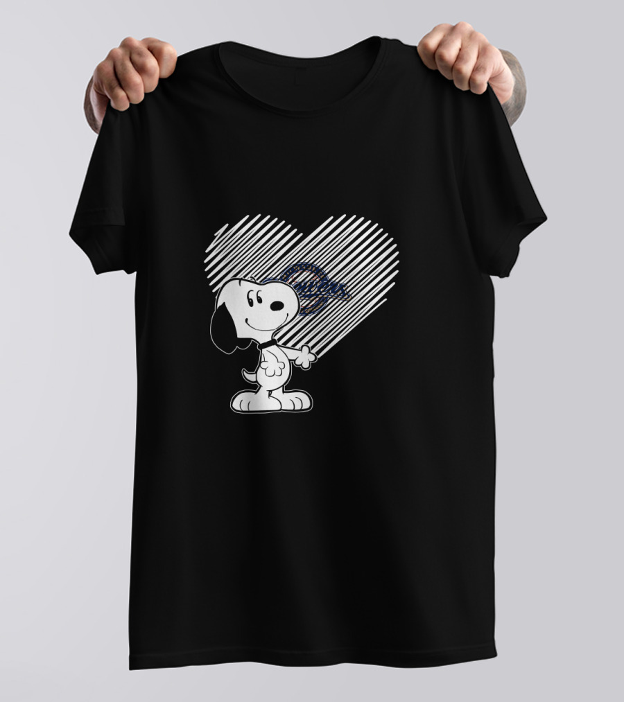Snoopy Heart Milwaukee Brewers Peanuts Baseball Fan T-Shirt