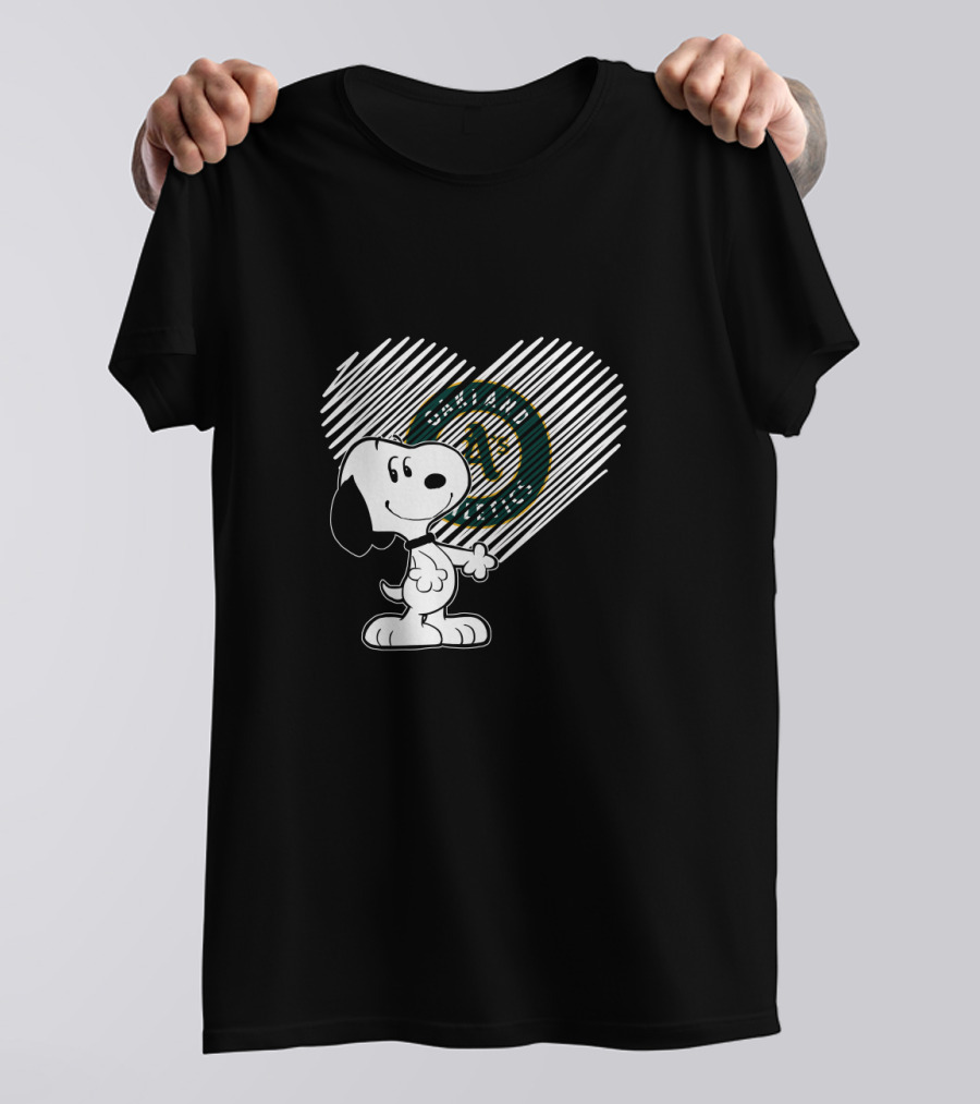Snoopy Admires Oakland Athletics Heart With Baseball T-Shirt