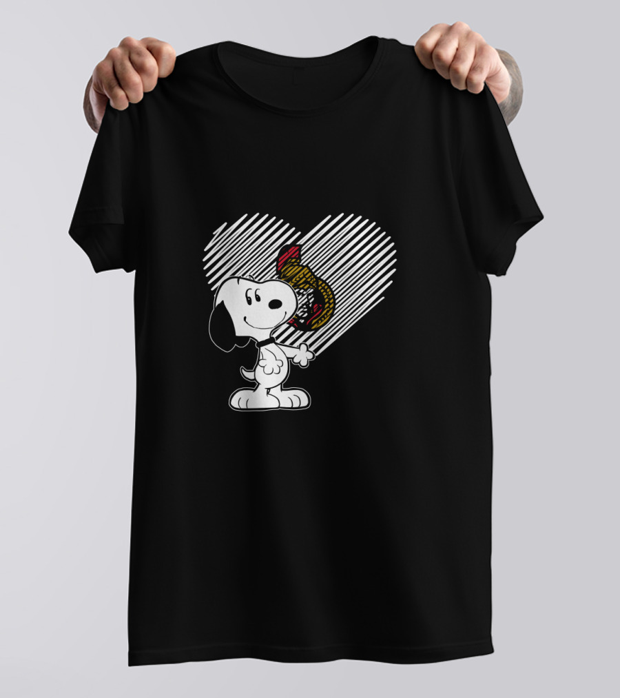 Snoopy Heart Embrace Ottawa Senators Hockey T-Shirt