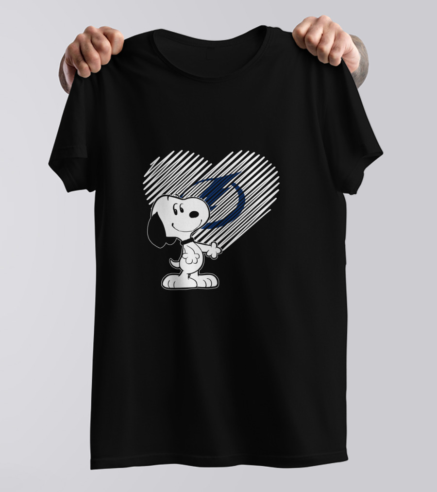 Snoopy Heart Tampa Bay Lightning Fan Art With Iconic Peanuts And Lightning T-Shirt