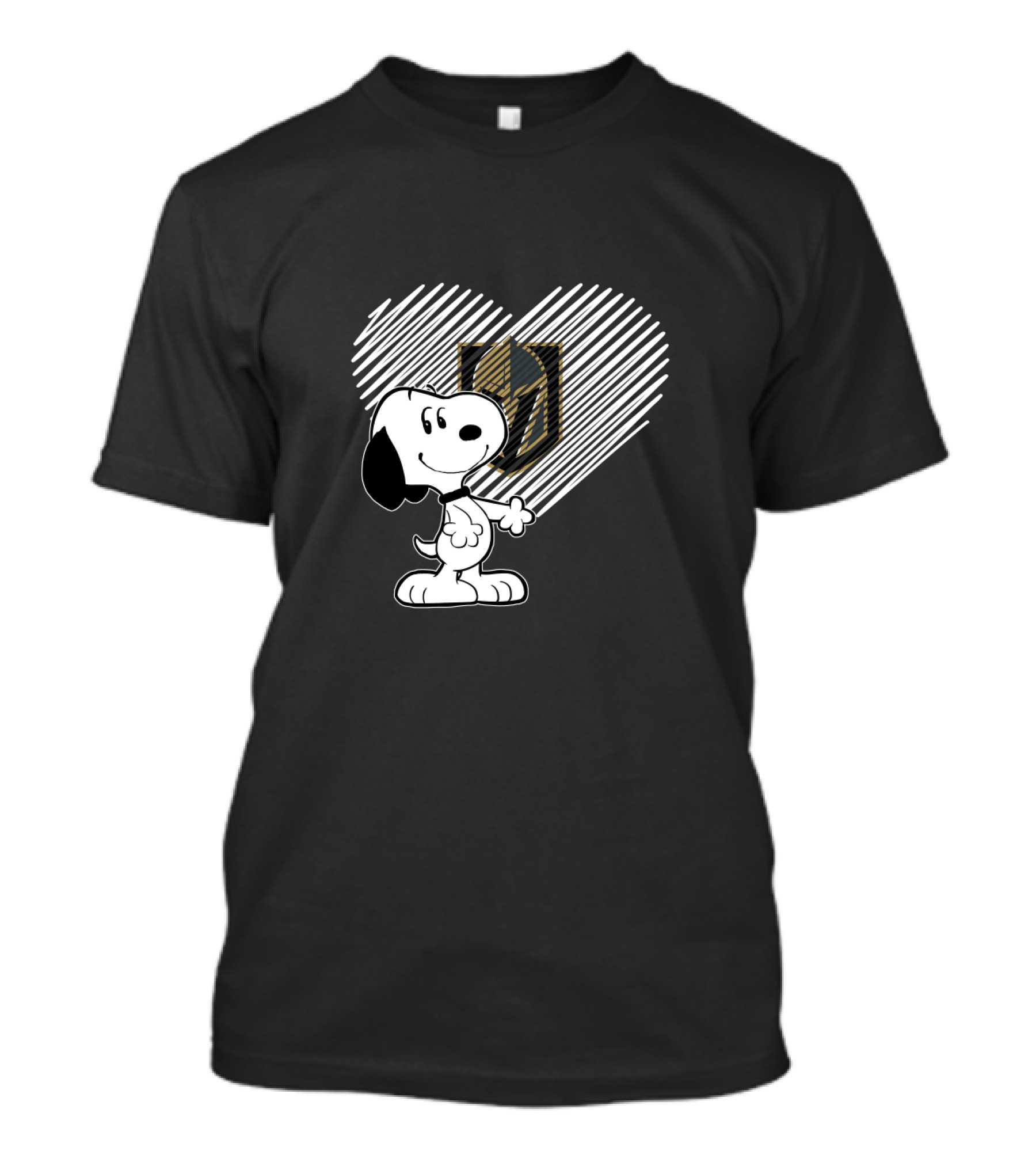 Snoopy Heart Logo Vegas Golden Knights Peanuts Hockey Fandom T-Shirt