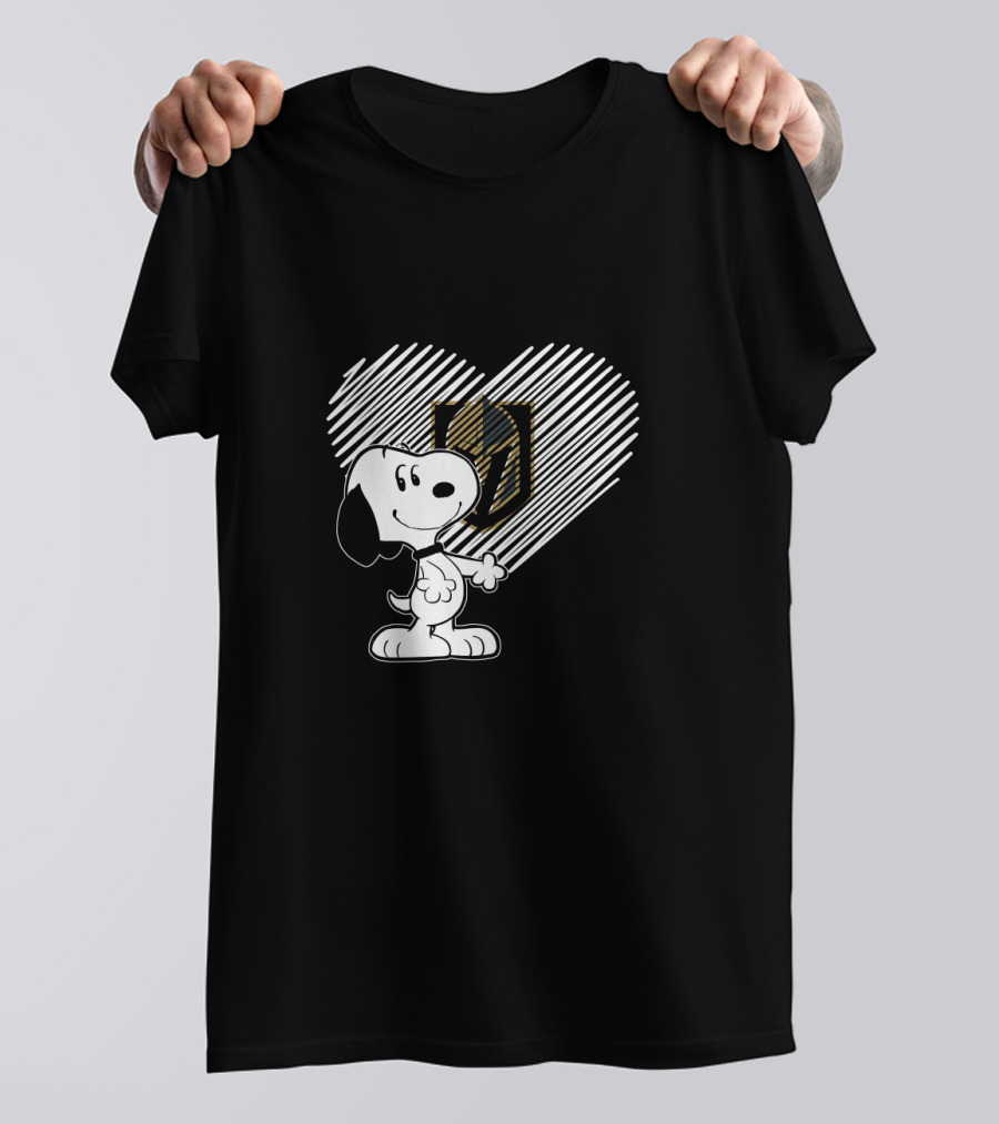 Snoopy Heart Logo Vegas Golden Knights Peanuts Hockey Fandom T-Shirt