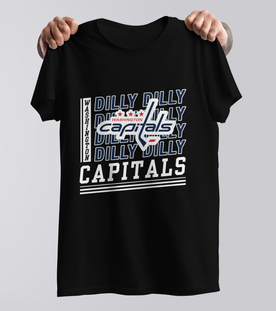 Washington Capitals Dilly Dilly Capitals Logo And Repeating Text T-Shirt