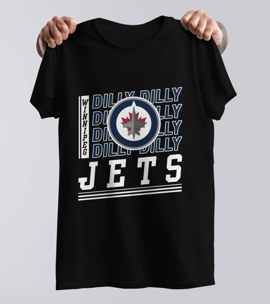 Winnipeg Jets Logo With Repeated Dilly Dilly Phrase T-Shirt