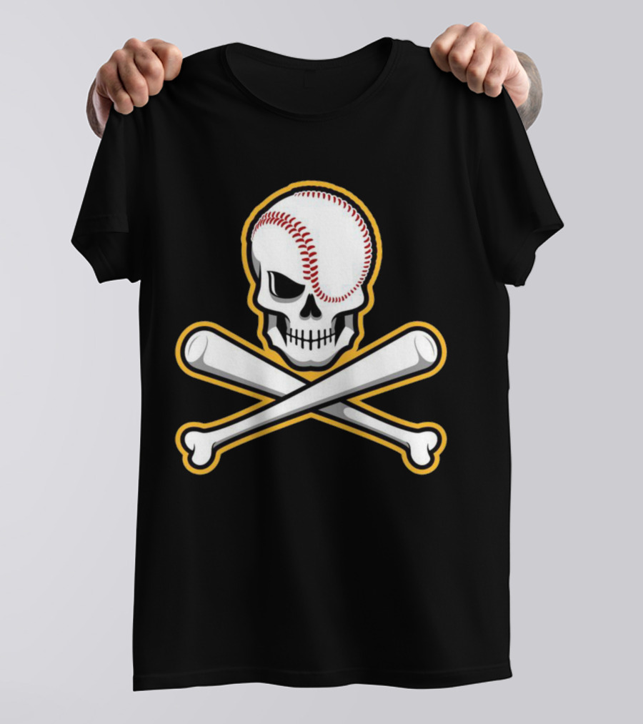 Skull Baseball Bat Crossbones Sports T-Shirt