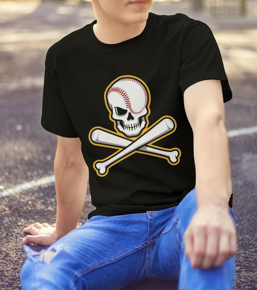 Skull Baseball Bat Crossbones Sports T-Shirt