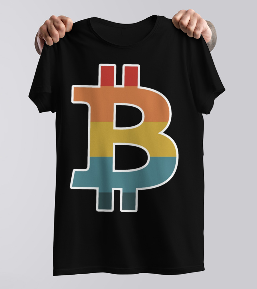 Bitcoin Retro Vintage Stripes T-Shirt