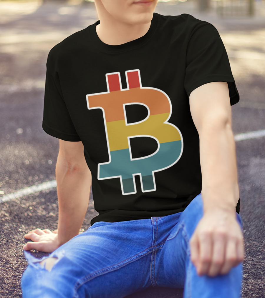 Bitcoin Retro Vintage Stripes T-Shirt