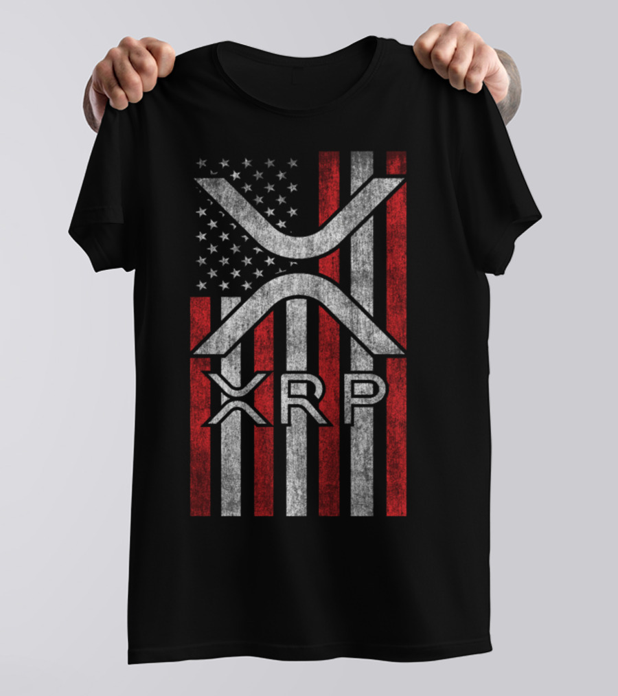 XRP Cryptocurrency Blockchain American Flag T-Shirt
