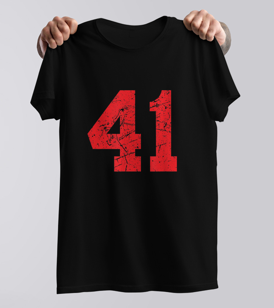 41 Sports Jersey Red Grunge Text T-Shirt